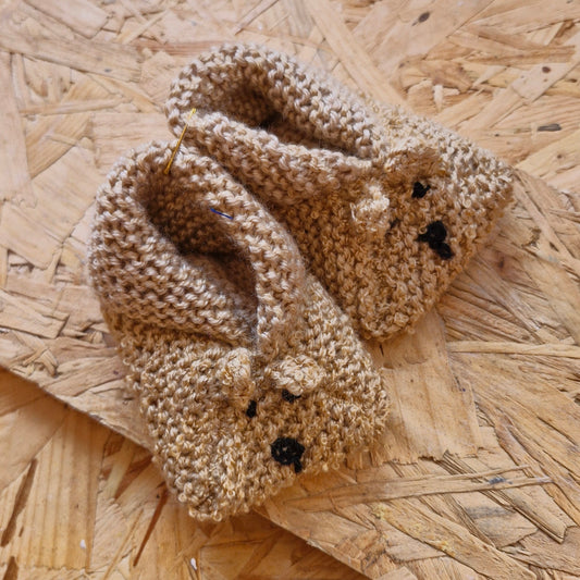 Knitted Teddy bear baby booties