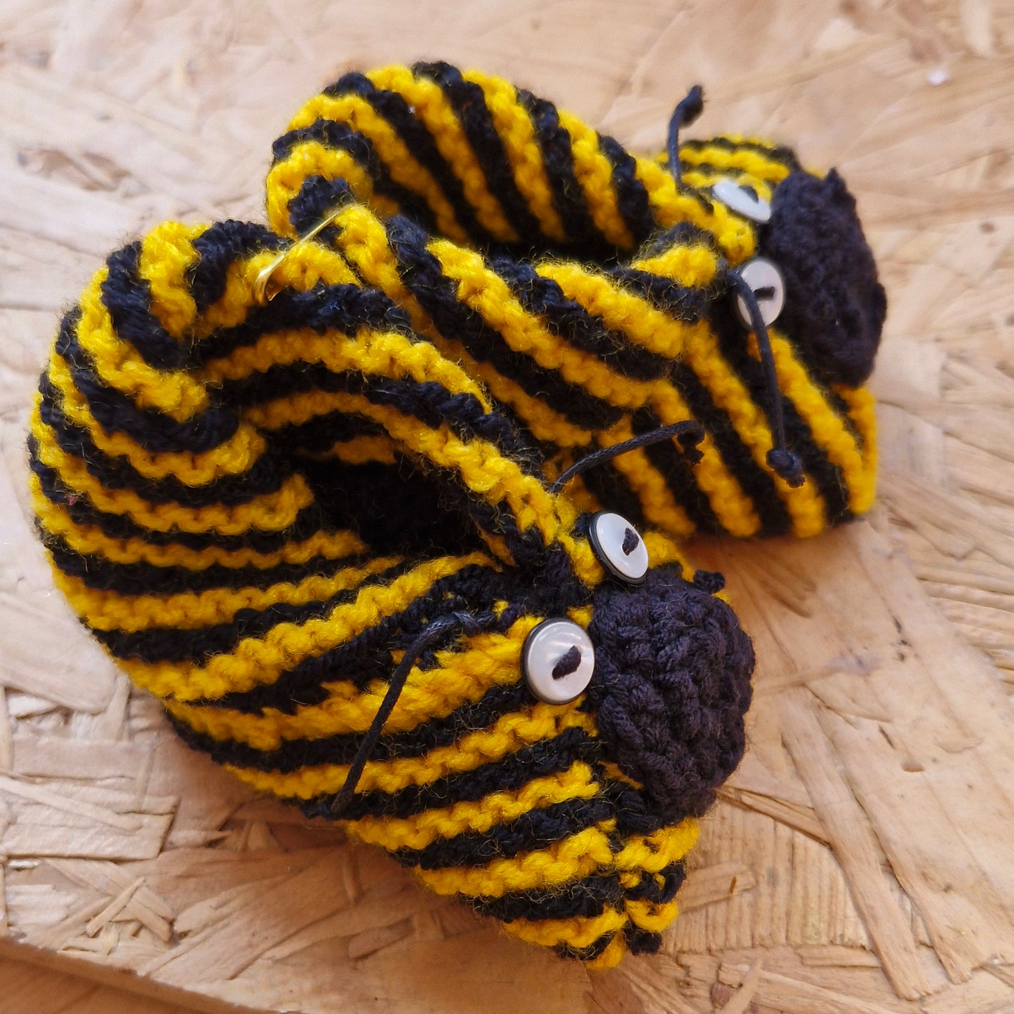 Knitted Bee baby booties
