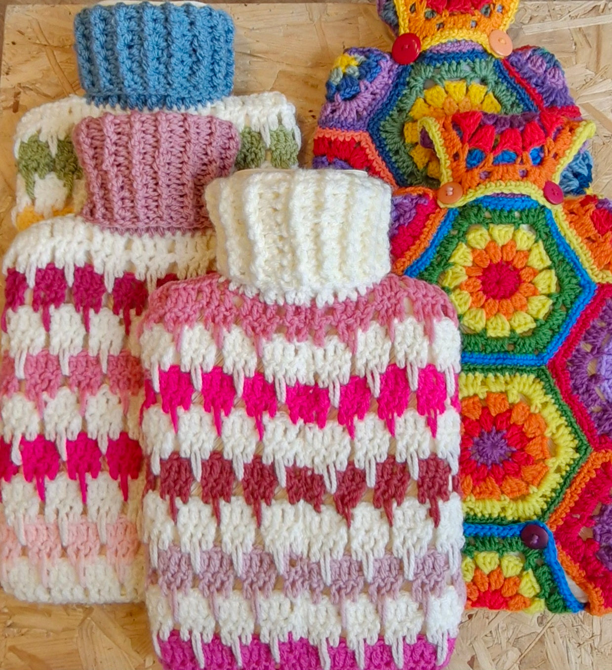 Handmade crochet hot water bottle covers (hot water bottle inc)