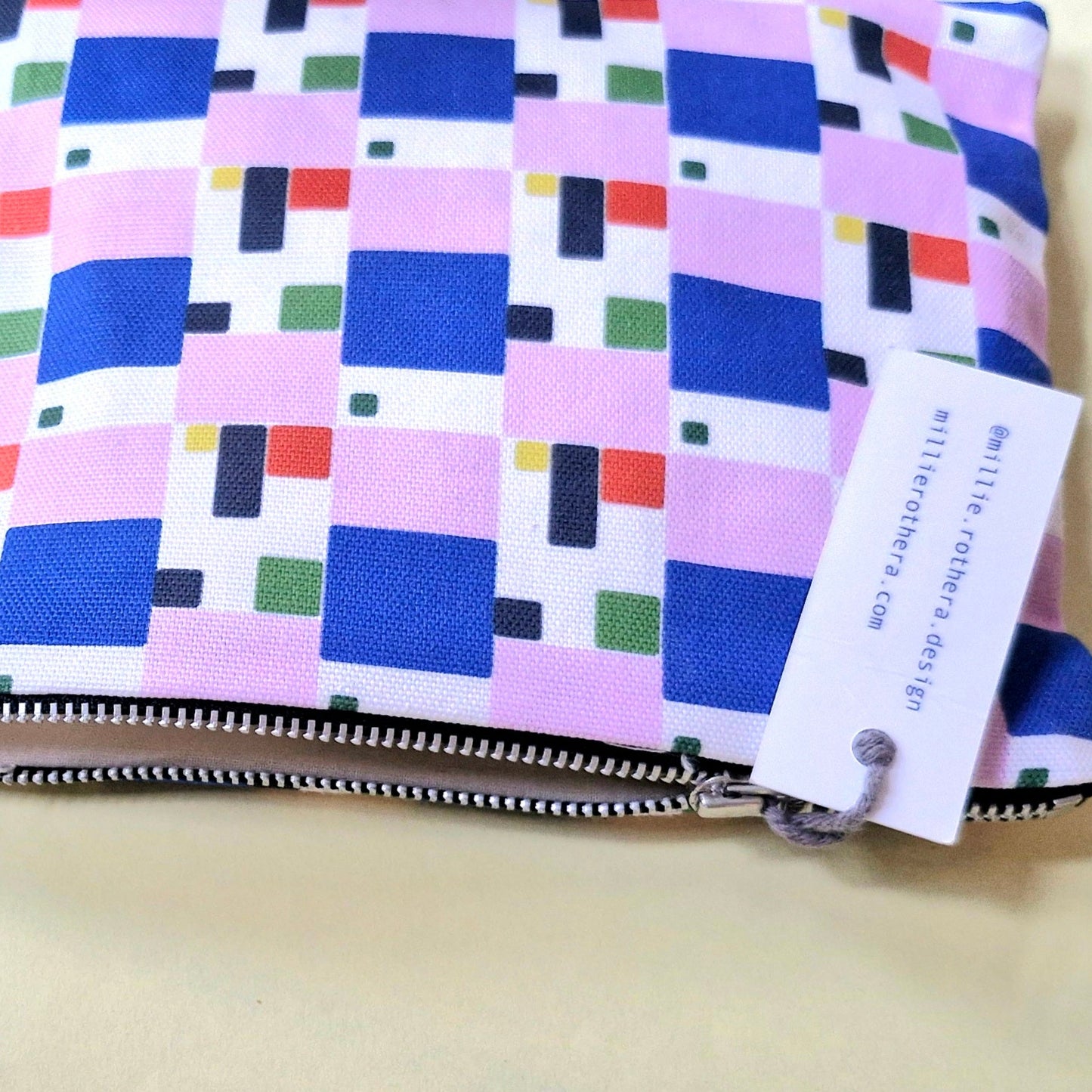 Mondrian inspired handmade pouch