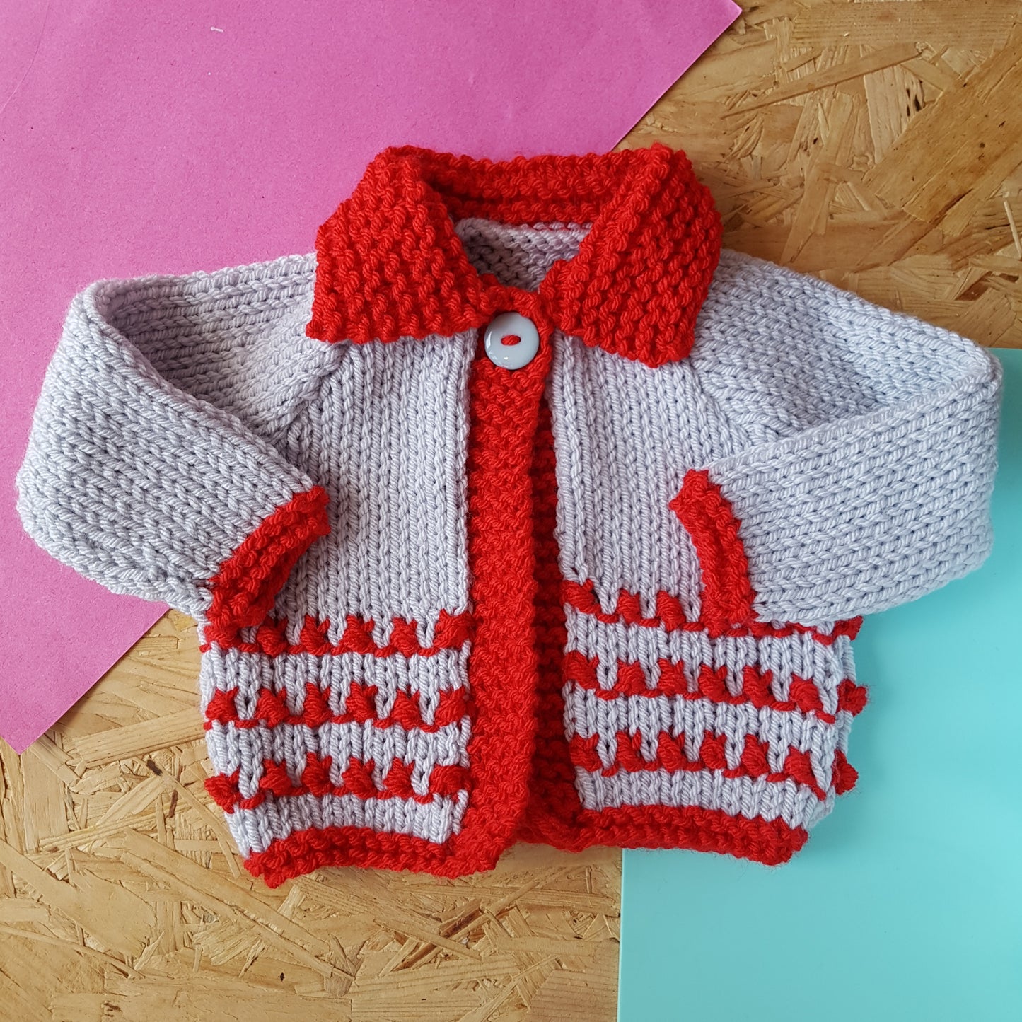 Red and Grey Knit Cardigans 6-12 months