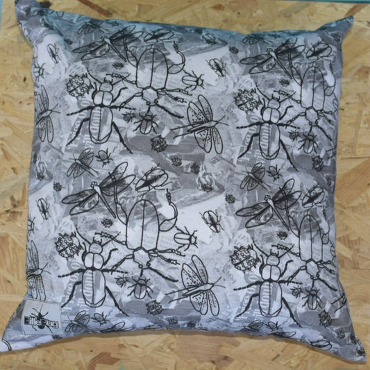 Bug printed hand stitched pillow
