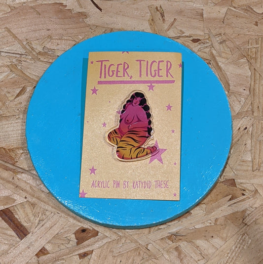 Tiger girl acrylic pin